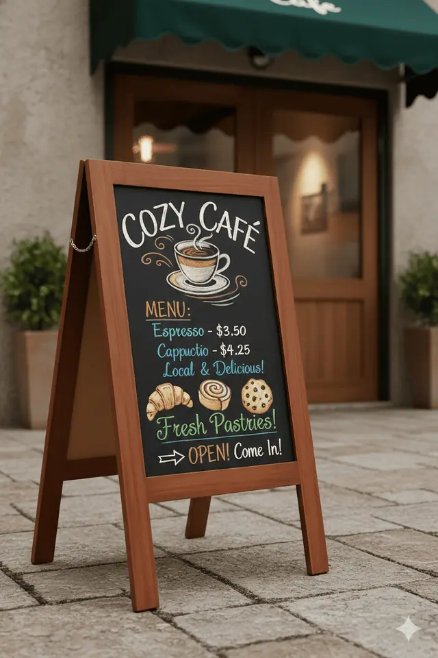 Pizarra publicitaria para menu