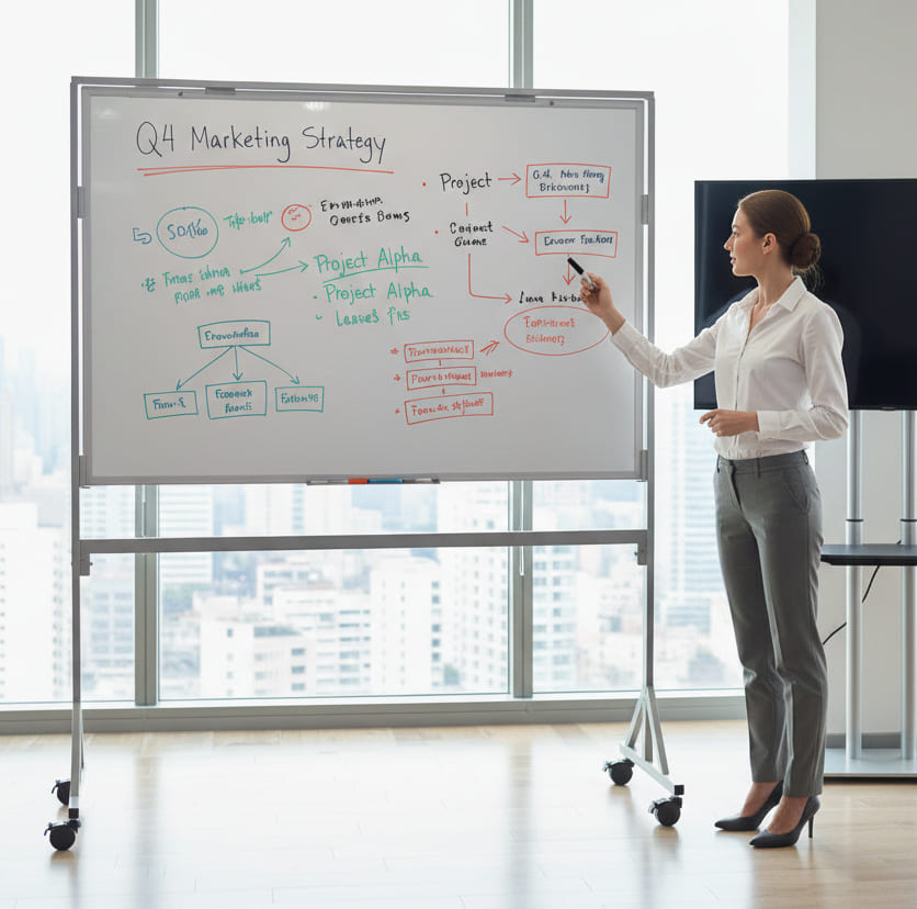 Pizarra movil con ruedas