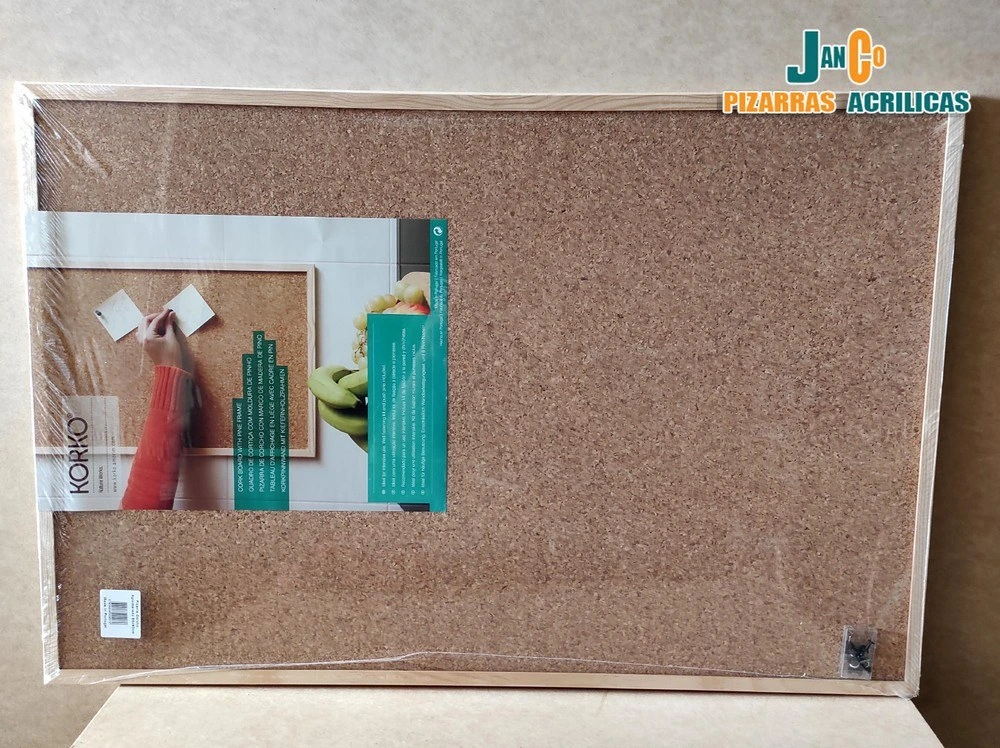 tablero de corcho 40x60 con marco de madera