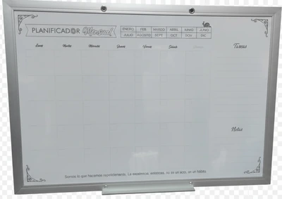 Pizarra Acrílica blanca Organizadora Mensual de 70x50 cm con marco de Aluminio | pizarra borrable organizadora